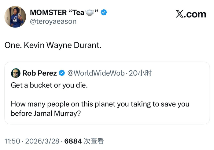 贾马尔·穆雷关键时刻救主 杜兰特力挺其表现